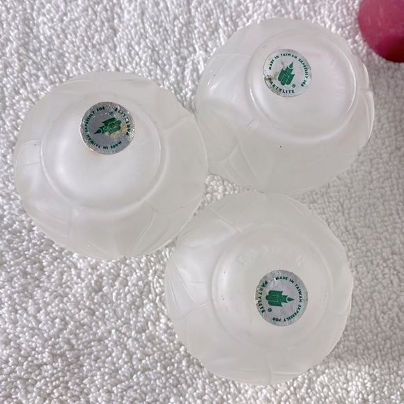 Vintage Party Lite Frosted Glass Candle Holders x3 - Picture 5 of 10